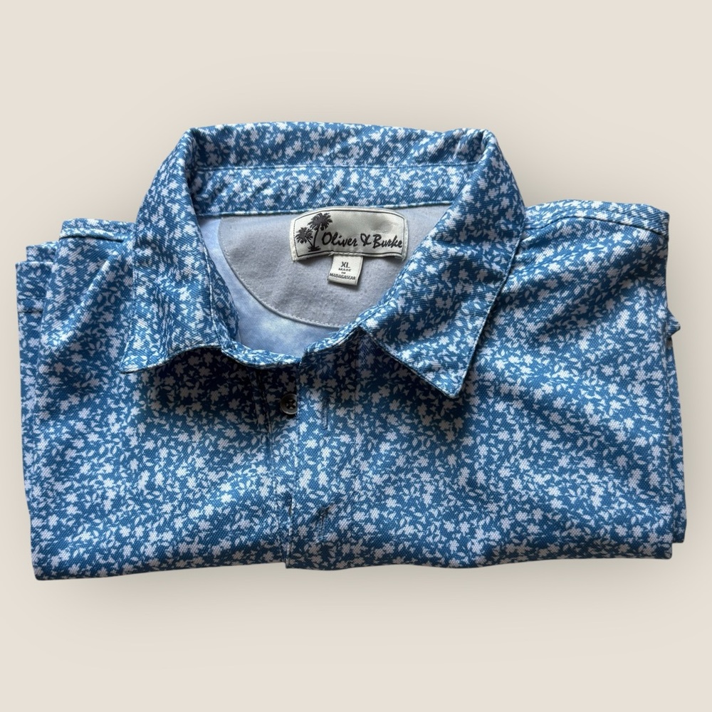 Oliver & Burke - Blue Floral Short Sleeve Shirt (Size XL)